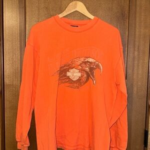 Harley Davidson Orange Long Sleeve Pullover Shirt Men's XL Vintage California